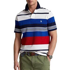 *NEW Ralph Lauren Mens Polo Classic Fit Striped Red,Blue,White Size Large